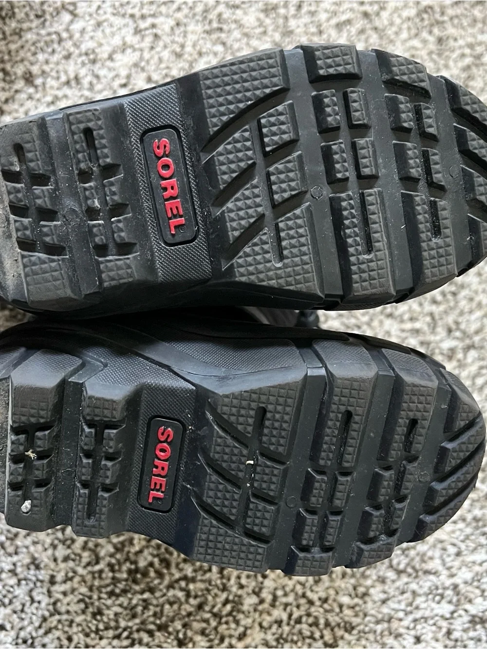 Sorel Black Kids Snow Boots with red Logo Accents size 10